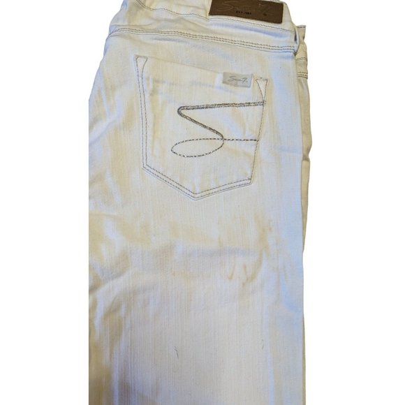 Seven7 Women's White Cotton Blend Adjustable Waist Skinny Jeans Size 31 - Picture 4 of 4